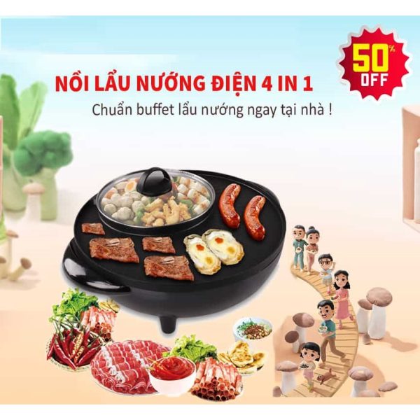 Nồi lẩu nướng tròn BBQ 2in1