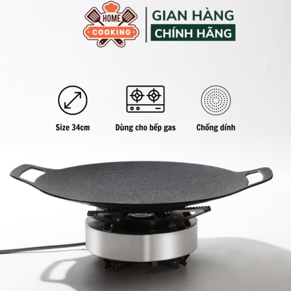 Chảo nướng đá không dầu Hàn Quốc size 34cm Ecoramic