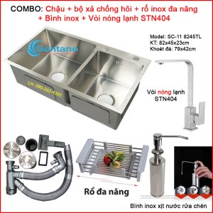 COMBO chậu rửa chén bát 2 ngăn-SENTANO 8245TL